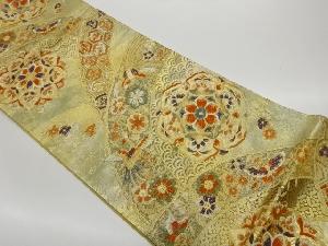 雪輪に華文・鳳凰・花々模様織出し袋帯